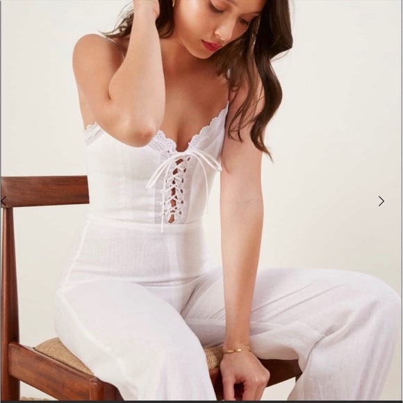 Reformation Rose Jumpsuit in white / ivory size 2 - Picture 6 of 14